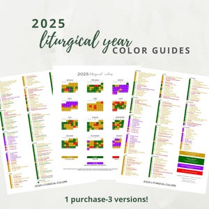 2025 Catholic Liturgical Year Calendar at a Glance:  Liturgical Colors Guide