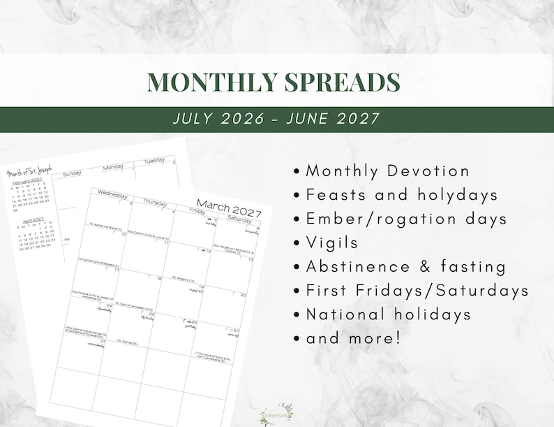 2026-2027 Catholic Planner Printable PDF: Daybook / Daily Weekly Calendar / Catholic Liturgical Year Calendar / Catholic Woman / TLM image 5