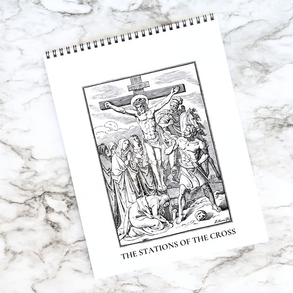 Catholic Stations of the Cross Flip Book:   Catholic Family Lent devotion / Catholic liturgical year / Catholic coloring pages /