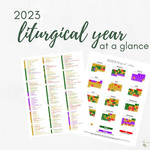 2022 2023 catholic liturgical calendar year at a glance etsy