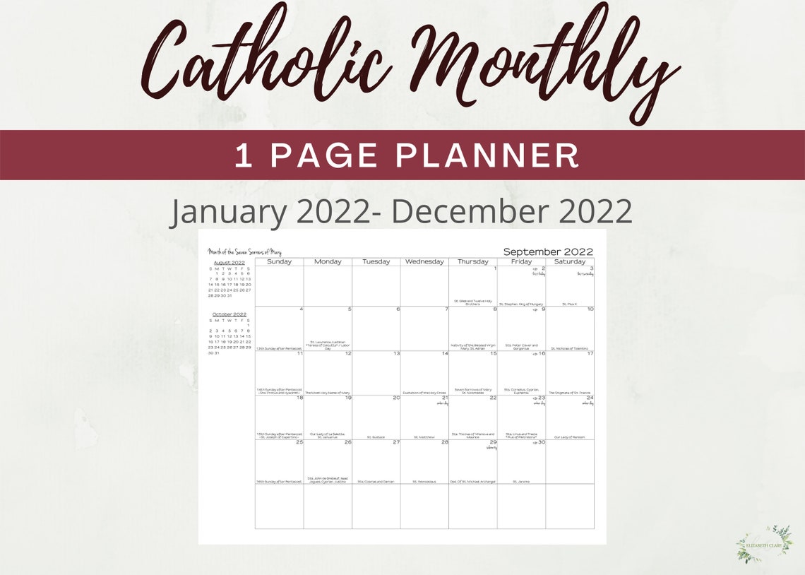 2022 Traditional Catholic Calendar TLM Traditional Latin Mass Etsy