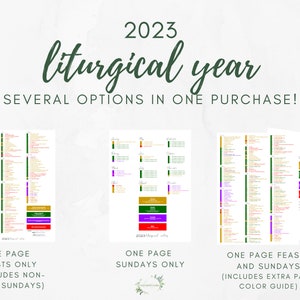 2023 Catholic Liturgical Calendar Year at a Glance: Liturgical - Etsy