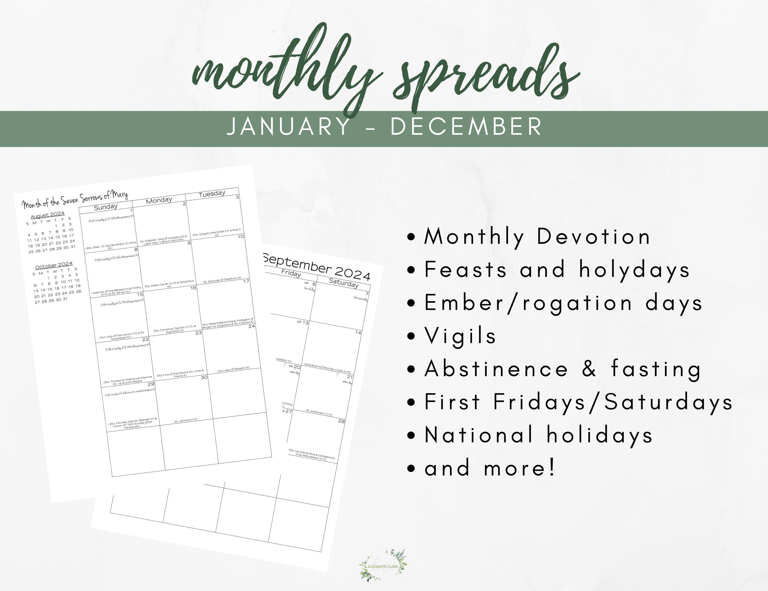 2024 Catholic Planner Printable PDF: Daybook / Daily Weekly Calendar /  Catholic Liturgical Year Calendar / Catholic Woman / TLM - Etsy