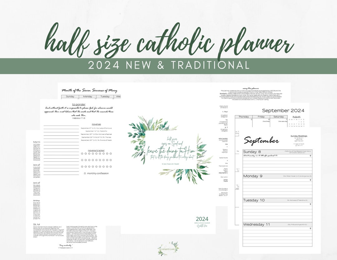 Katholischer Kalender 2024 Printable PDF: Einfacher Katholischer Planer ...