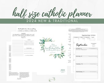 2024 Catholic Planner Half-Size Printable PDF:  Simply Catholic Planner / Daily Liturgical Year Calendar / Traditional Catholic Latin Mass