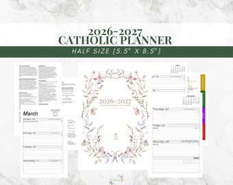Agenda catholique 2026-2027 PDF imprimable demi-taille : calendrier TLM catholique nouveau et traditionnel
