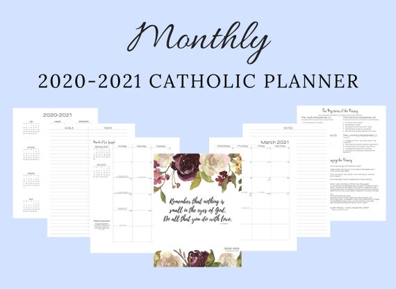 2020 2021 Catholic Monthly Planner Printable Catholic Etsy