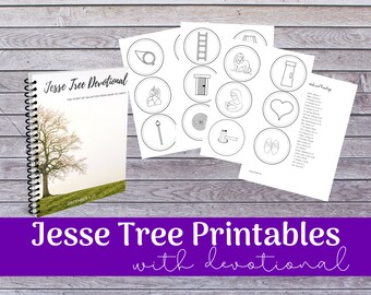 Printable Jesse Tree Ornaments and Devotional:  Advent Family Devotional / Printable Coloring Pages / Kids Devotional  / Jesse Tree Devotion