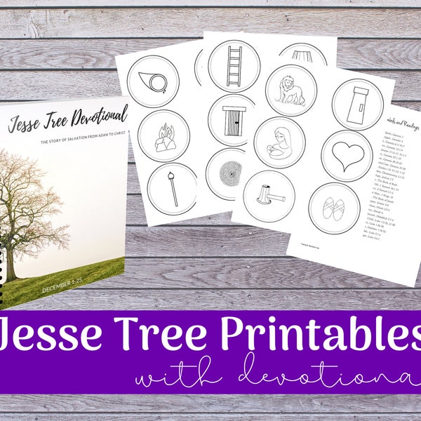 Printable Jesse Tree Ornaments and Devotional:  Advent Family Devotional / Printable Coloring Pages / Kids Devotional  / Jesse Tree Devotion
