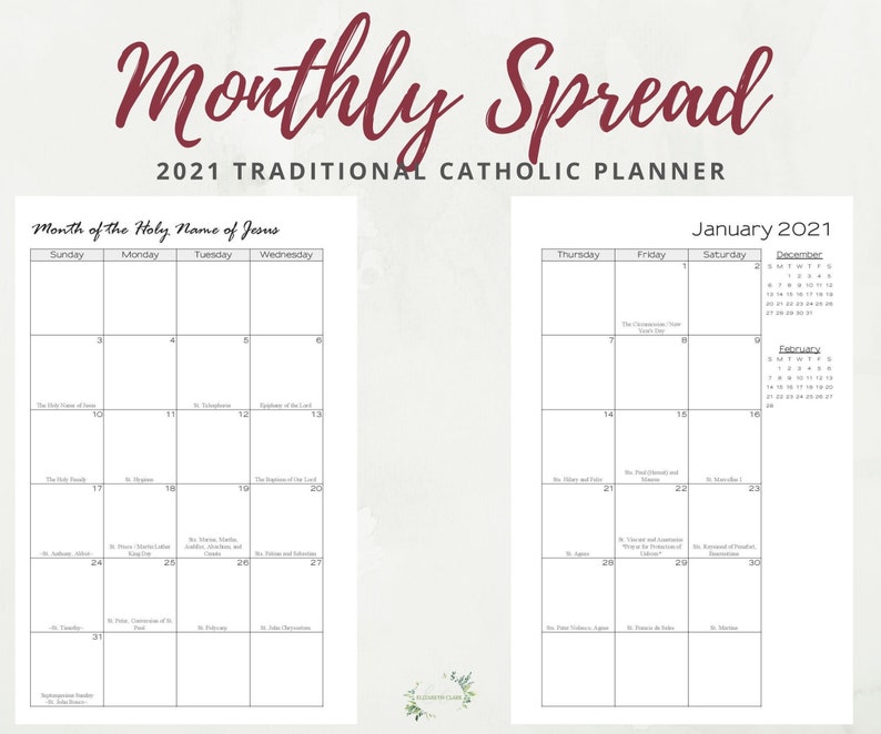 2021 Half Size Traditional Catholic Planner Printable: TLM | Etsy