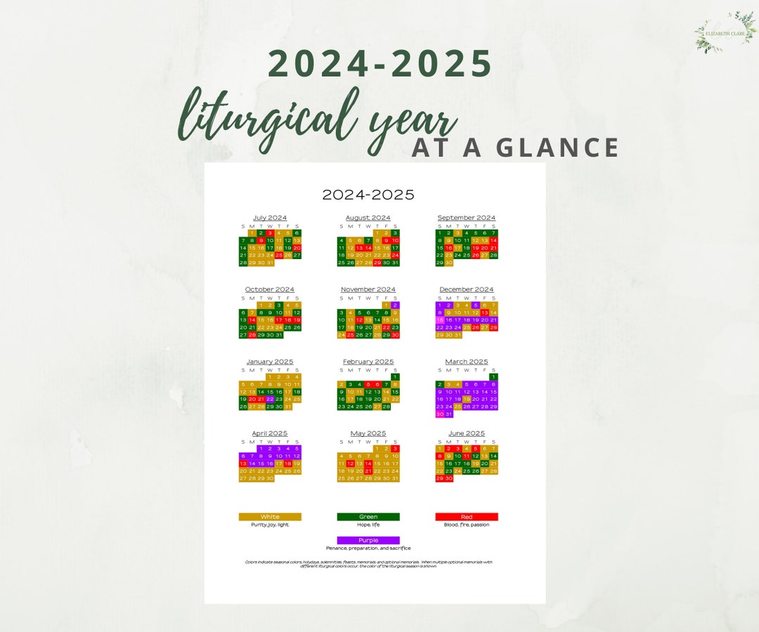 2024-2025 Catholic Liturgical Calendar Year at a Glance: Liturgical Colors Guide - Etsy 2024-2025-catholic-liturgical-calendar-year-at-a-glance-liturgical-colors-guide-etsy