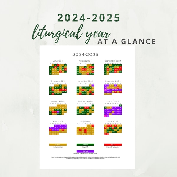 2024 2025 Liturgical Calendar Etsy