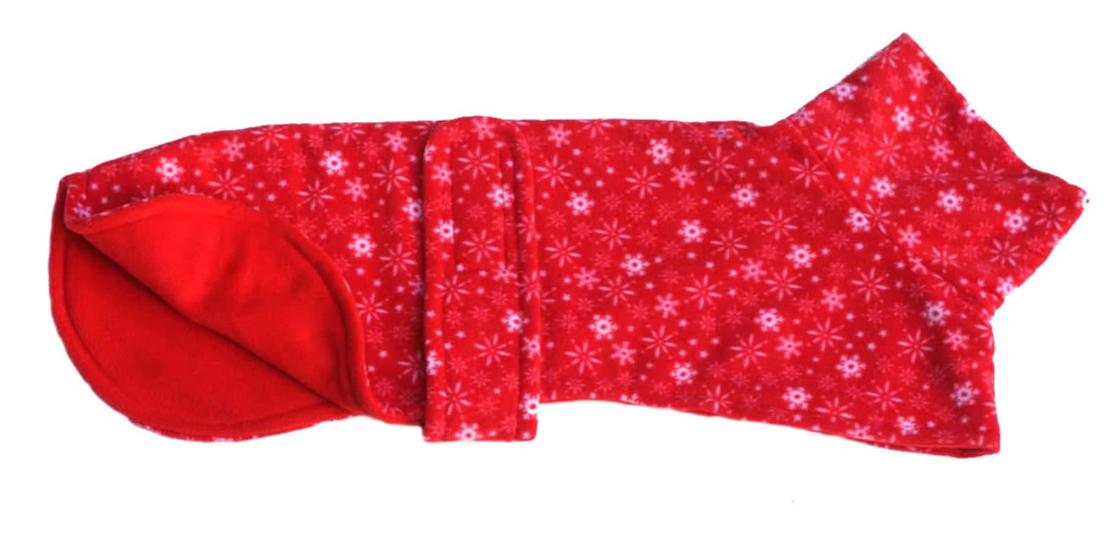 Polar Fleece Dog Coat in Red Snowflake Design Etsy