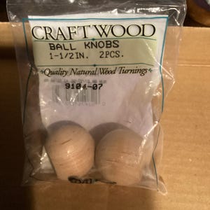 CraftWood  ball knobs 2 pieces, 1 - 1/2 inch, quality natural wood turnings