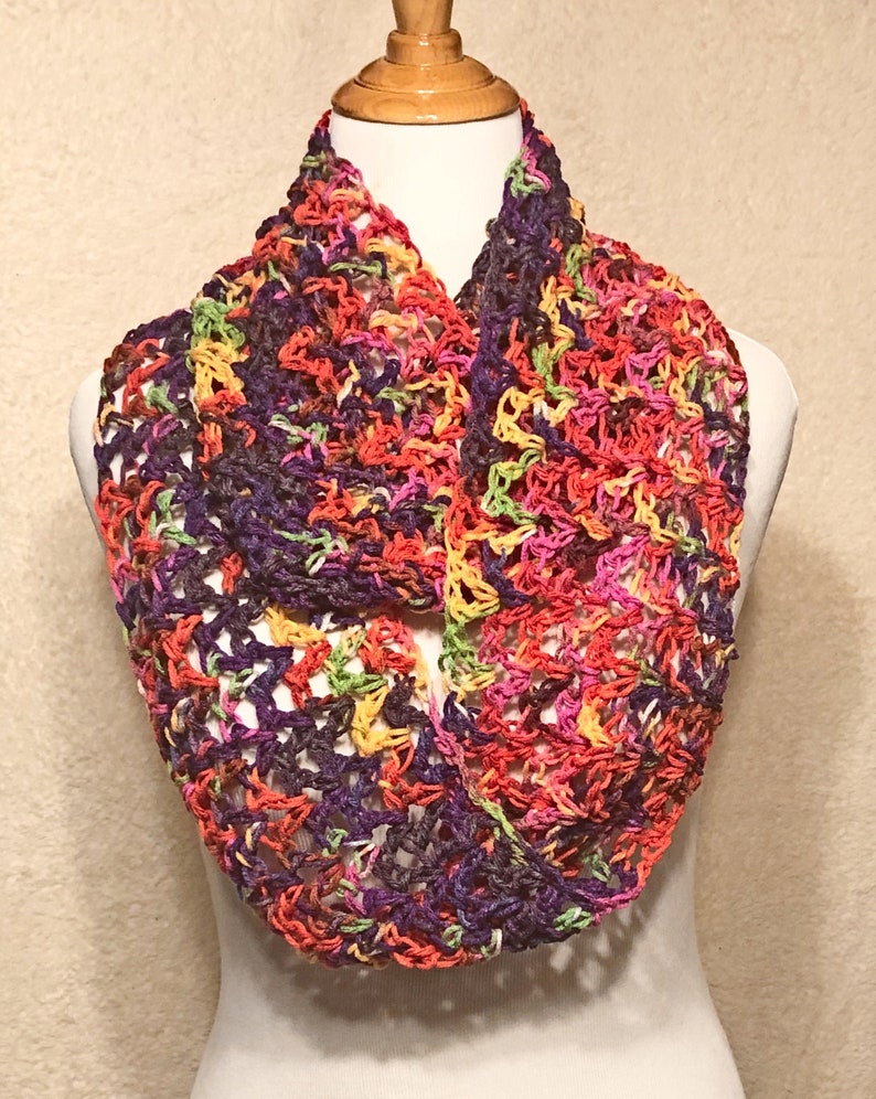 Purple and Orange Infinity Scarf Loop Scarf Crochet Scarf Etsy