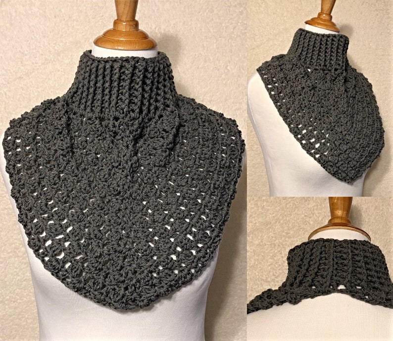 Crochet Neck Warmer Gray Neck Gaiter Turtleneck Scarf Etsy