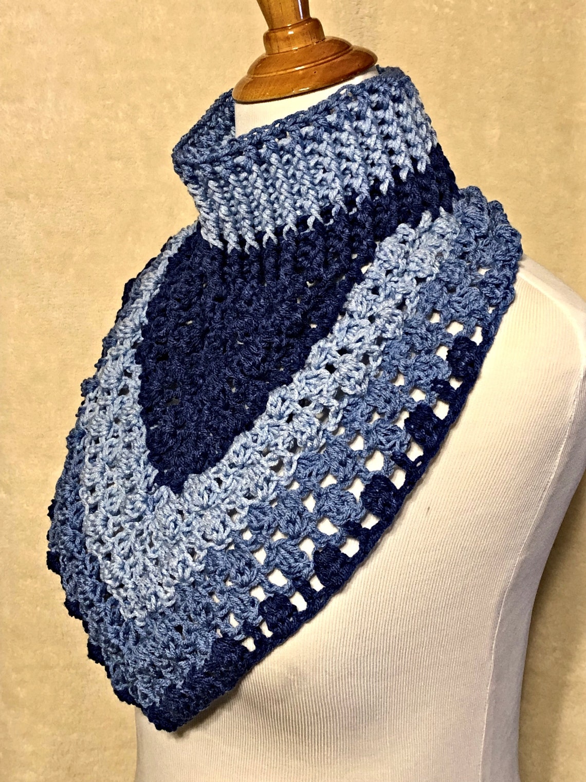 Crochet Neck Warmer Blue Neck Gaiter Turtleneck Scarf Etsy