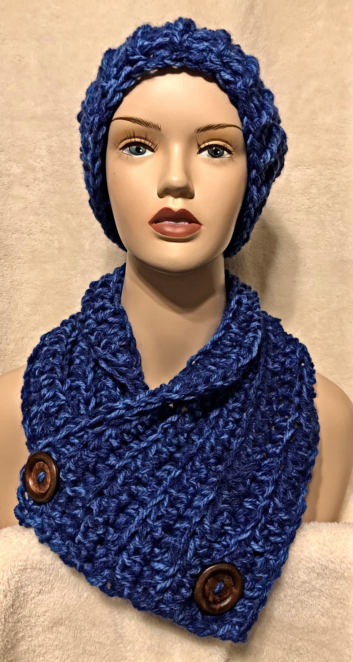 Royal Blue Women's Hat and Scarf Set Blue Winter Gift Etsy