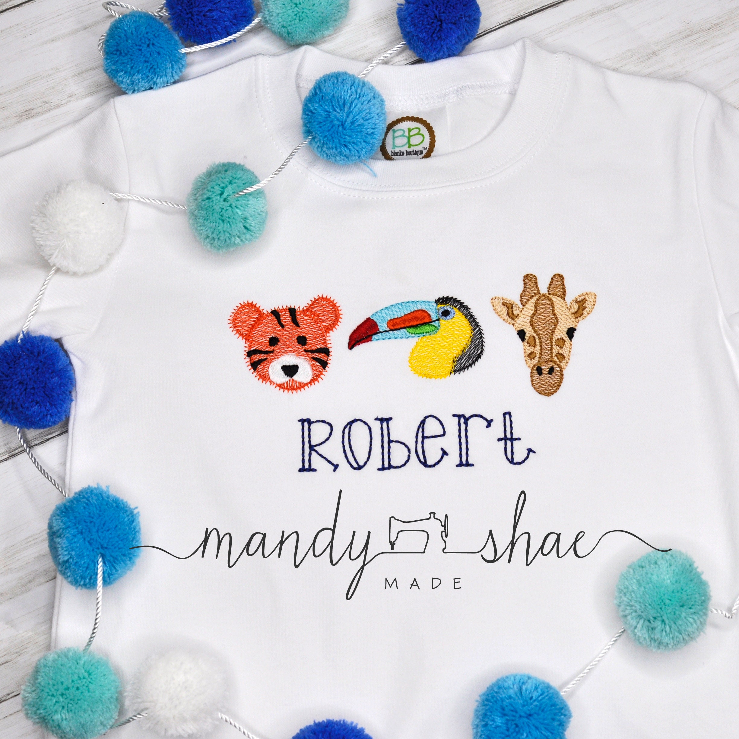 Boy's Personalized Zoo Animal Shirt/embroidered Etsy UK