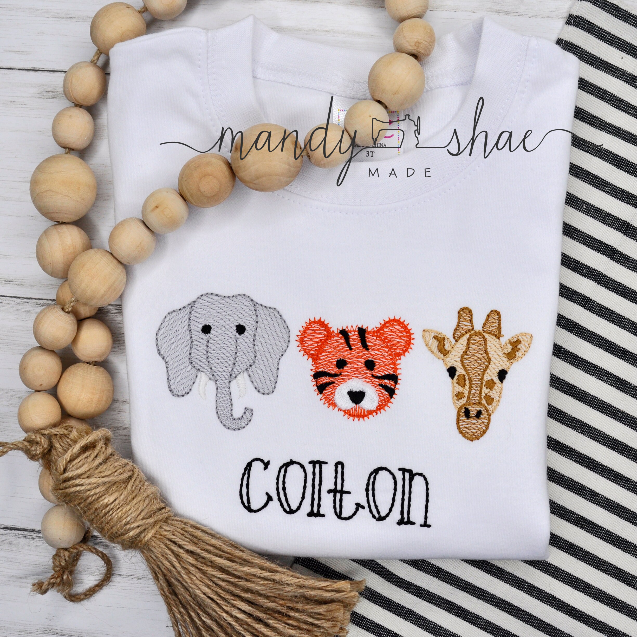 Boy's Personalized Zoo Animal Shirt/Embroidered Etsy