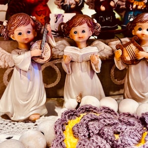 Farmhouse Angel girls play music figurine polyester resin sets