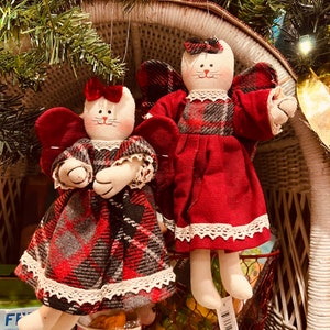Christmas ornaments cat angel lace skirt detail