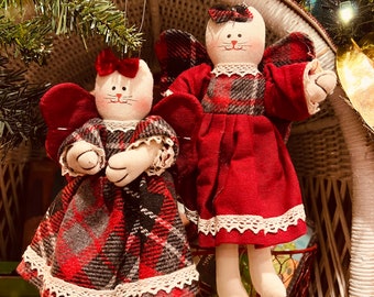 Christmas ornaments cat angel lace skirt detail