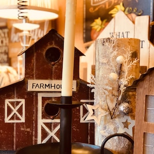 Farmhouse black metal taper holder cozy home decorations table top centerpiece