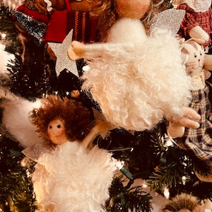 Christmas flying angel ornaments with silver sparkle wing 2 assorted sets