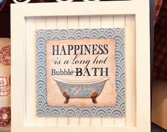 Farmhouse bathroom wall decorations inspiration signs happiness is a long hot bubble even mermaid take baths relax refresh renew rustic