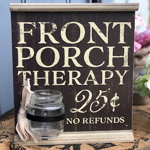 Farmhouse coin jar glass bank holder country wall decorations wood made front porch 25cents sign kitchen, bedroom, dining room laundry room