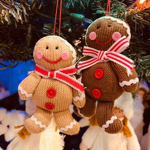 Weihnachtsschmuck Lebkuchen stricken zwei Farben zugeordnete Sets