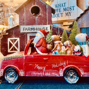 Christmas happy holidays Santa Claus animal car centerpiece holiday decoration