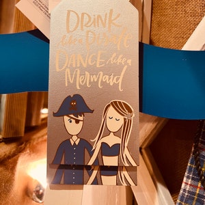 Costal vibe ornament and gift tag wooden sign mermaids drink for free drink like a pirate dance like a mermaids