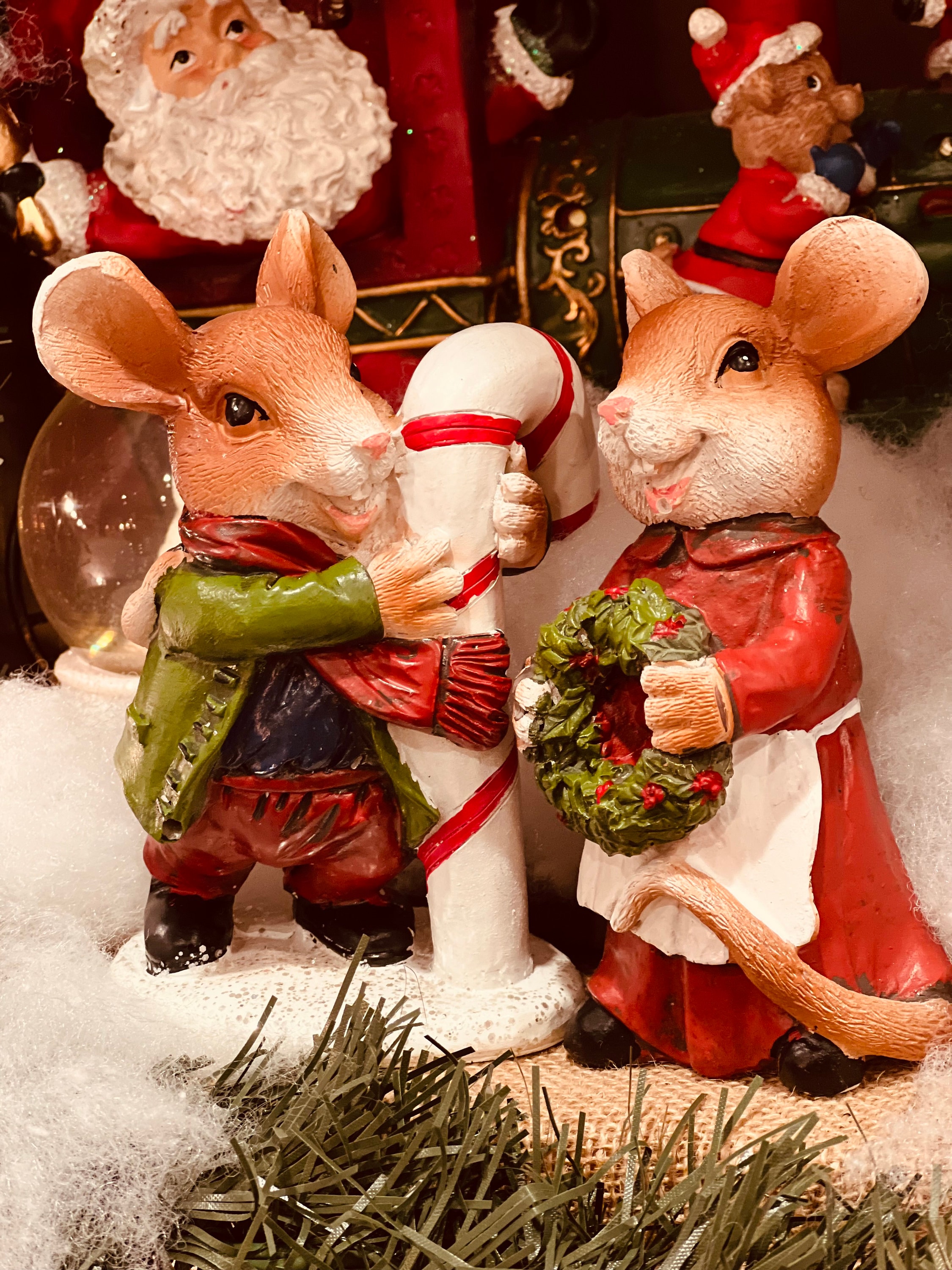 Figurines De Souris De Noël - Déco Murale Et D'arbre, 4 Pièces Acrylique, Légères Et Durables
