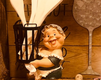 Poly resin Italian chef and waitress utensil holder salt and pepper shakers holders spreads holder kitchen decorations centerpiece