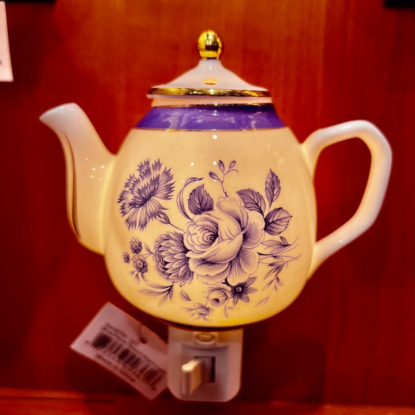 Farmhouse porcelain teapot night light china sunflower Victoria detail designer