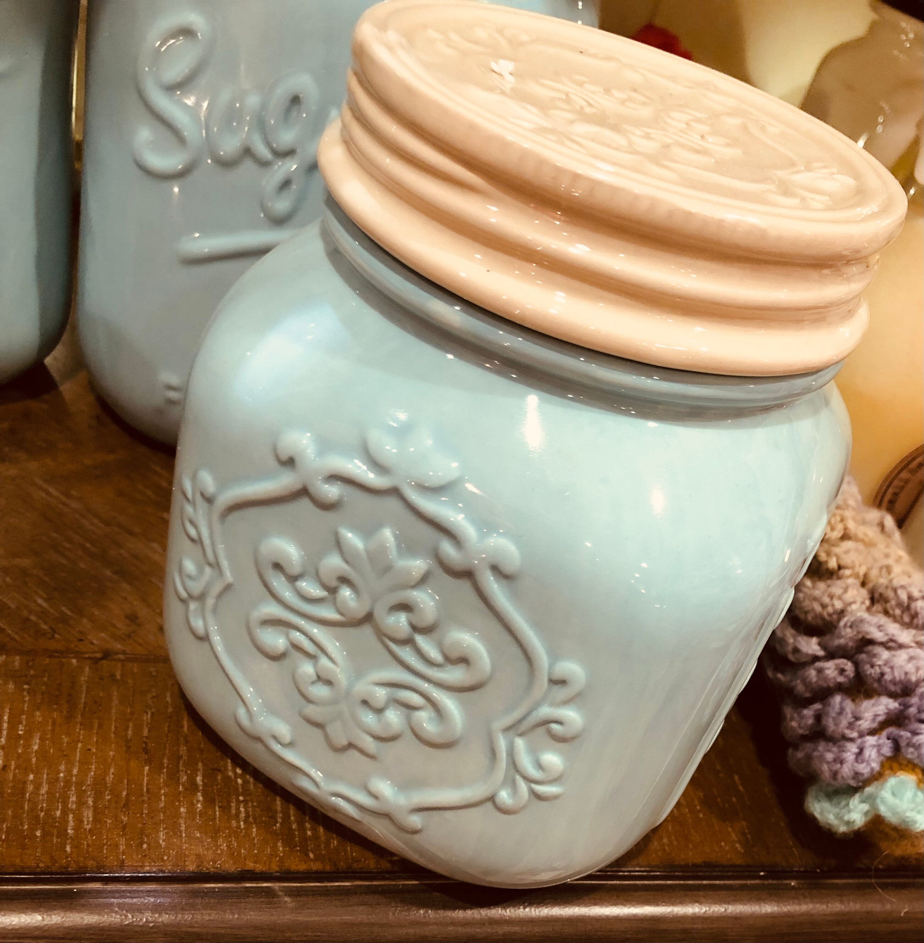 Farmhouse Ceramic Turquois Manson Jar Flour Tea Coffee Sugar Etsy