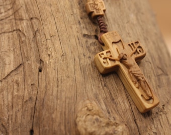 Wooden rosary-Olive wood-Catholic rosary men-Baptism gift-Freeshipping in USA-Free engraving of the baptismal name