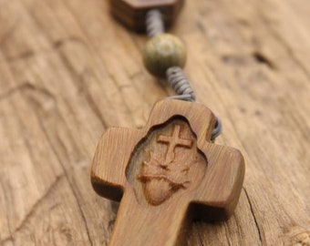 Wooden pocket rosary - Rosary for baptism - Unique Catholic Gifts- crucifix rosary beads - freeshipping in USA