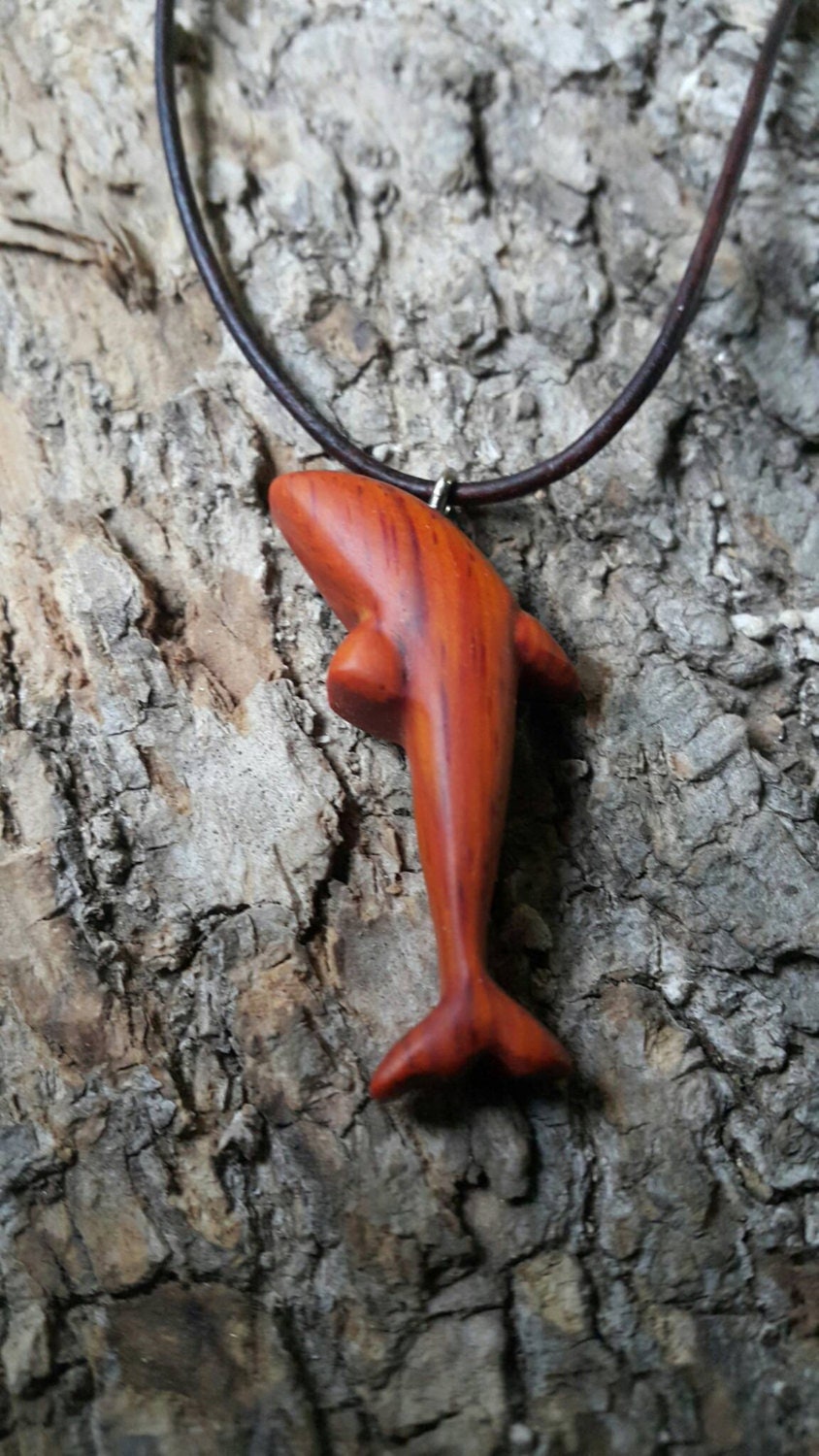 Wooden Dolphin Necklace adjustable Leather Strap couple Gift