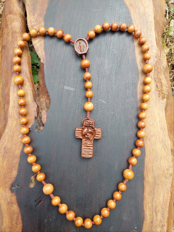 Wooden rosary necklace deals