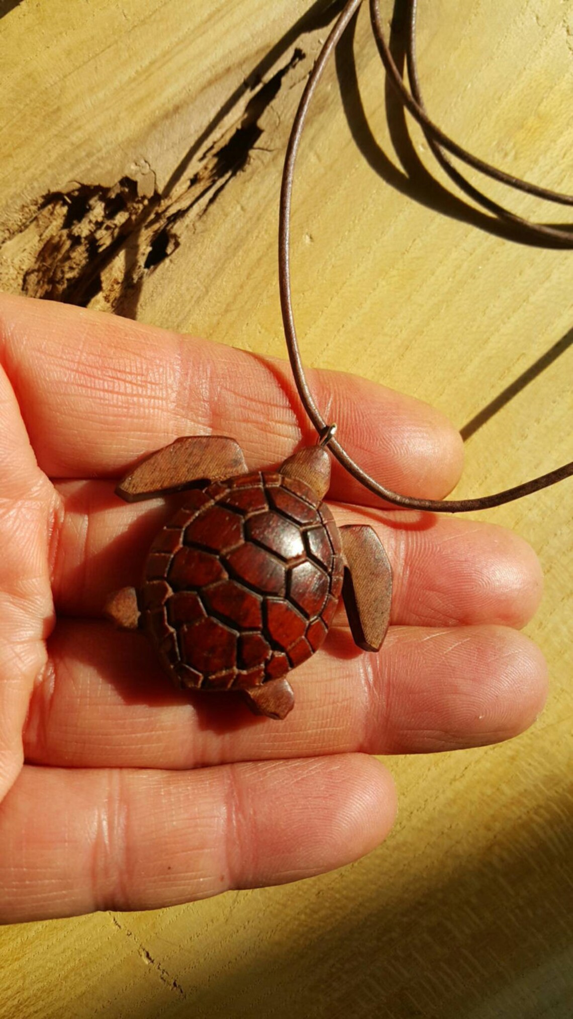 Wooden Turtle Necklacesea Turtlekids Necklaceanimal Etsy