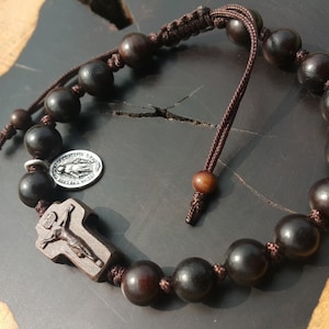 Wooden Rosary bracelet-wood beads-Adjustable bracelet-mens rosary-Confirmation gifts-Baptism gifts-First Communion gifts-freeshipping in USA
