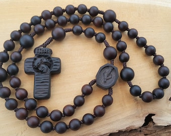 Wooden rosary necklace-Catholic rosary-Godparent gift-Mens rosary-Free engraving-Freeshipping in USA