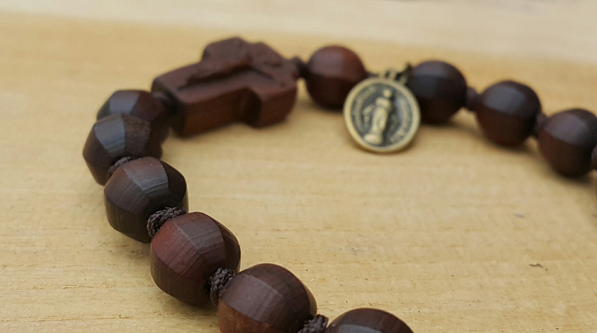 Wooden rosary braceletExquisitely carved crossBeautifully Etsy