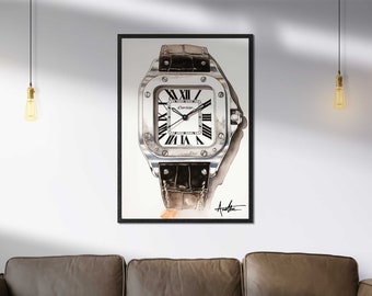 Cartier Santos Watch Wall Art by WT Author Watch Co.