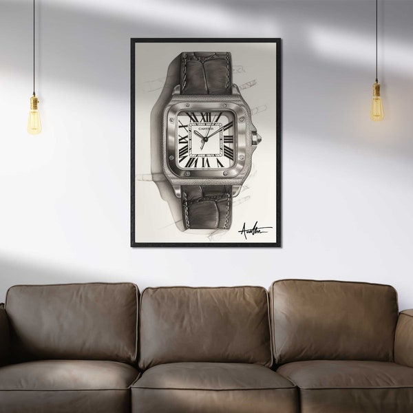 Cartier Santos Watch Art Print by WT Author Watch Co.