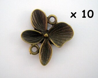 12 conector de la flor encantos Antiguo Tono Plata F95
