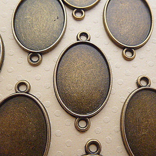 18 x 25 mm - set of 10 connectors bronze oval cabochon 18 x 25 mm - L9926
